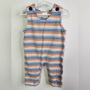 Striped Cotton Baby Romper - Blue & Orange